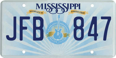MS license plate JFB847