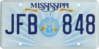 MS license plate JFB848