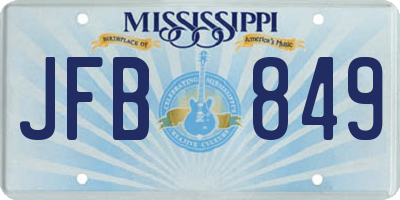 MS license plate JFB849