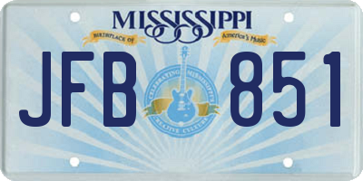 MS license plate JFB851