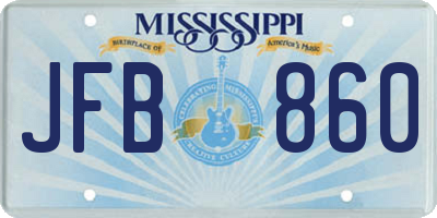 MS license plate JFB860
