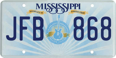 MS license plate JFB868