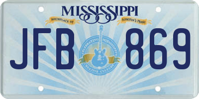 MS license plate JFB869