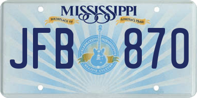 MS license plate JFB870