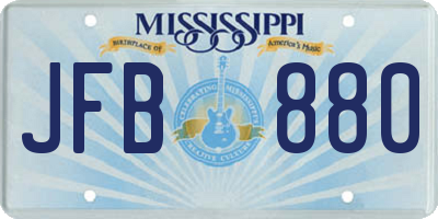 MS license plate JFB880
