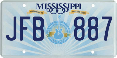 MS license plate JFB887