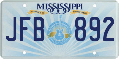 MS license plate JFB892