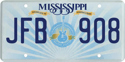 MS license plate JFB908
