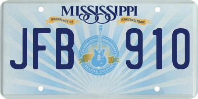 MS license plate JFB910