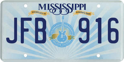 MS license plate JFB916