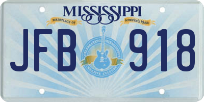 MS license plate JFB918