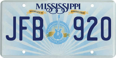 MS license plate JFB920