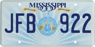 MS license plate JFB922