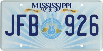 MS license plate JFB926