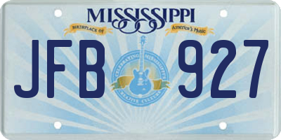 MS license plate JFB927