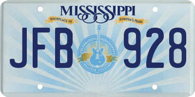 MS license plate JFB928