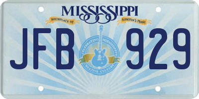 MS license plate JFB929