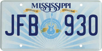 MS license plate JFB930