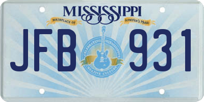 MS license plate JFB931