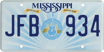 MS license plate JFB934