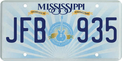 MS license plate JFB935