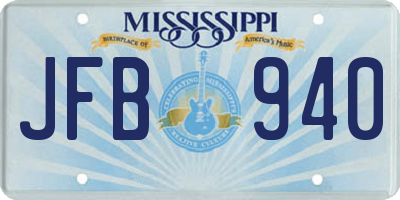 MS license plate JFB940