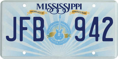 MS license plate JFB942