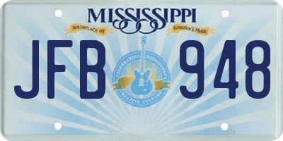 MS license plate JFB948