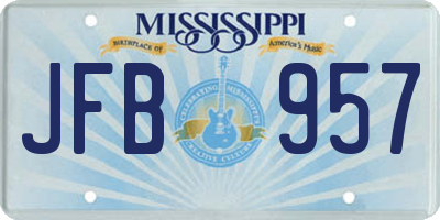 MS license plate JFB957
