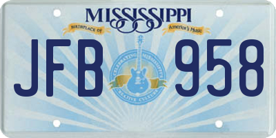 MS license plate JFB958