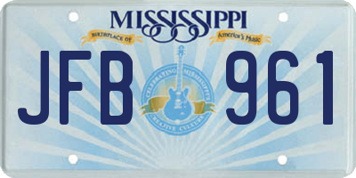 MS license plate JFB961