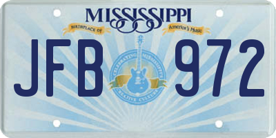 MS license plate JFB972