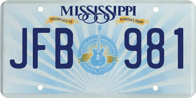 MS license plate JFB981