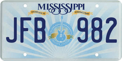 MS license plate JFB982