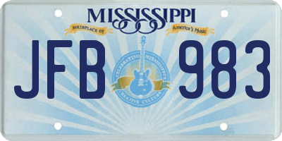 MS license plate JFB983