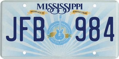 MS license plate JFB984