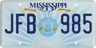 MS license plate JFB985