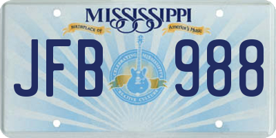 MS license plate JFB988