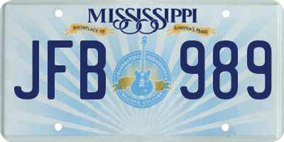 MS license plate JFB989