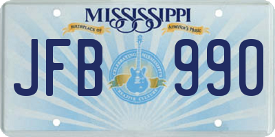 MS license plate JFB990