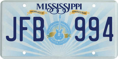 MS license plate JFB994