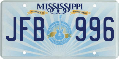 MS license plate JFB996