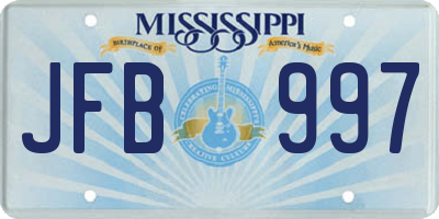 MS license plate JFB997