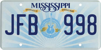 MS license plate JFB998