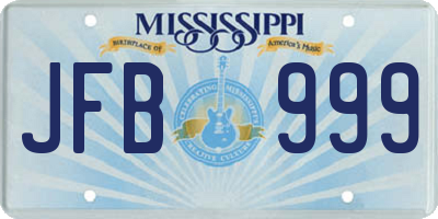 MS license plate JFB999