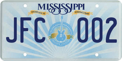 MS license plate JFC002