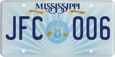 MS license plate JFC006