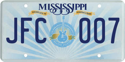MS license plate JFC007