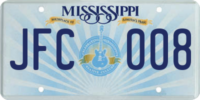 MS license plate JFC008