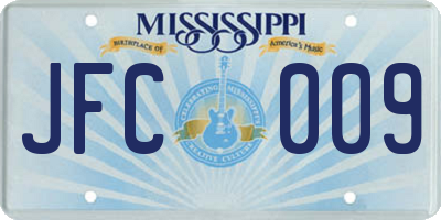 MS license plate JFC009